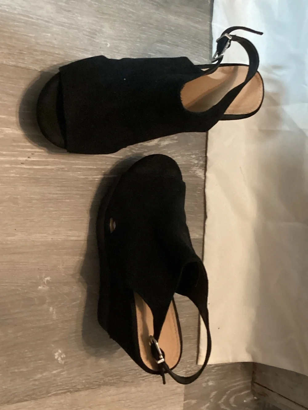 torrid Black Peep-Toe Slingback Wedge Sandals